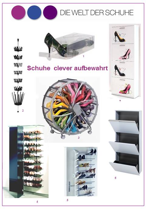 Schuhe aufbewahren, Schuhschränke, Schuhregale, Schuhkarussel, Schuhrad